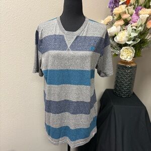 Aeropostale Men’s Large Heather Stripe Gray and Blue Crew Tee. Size large